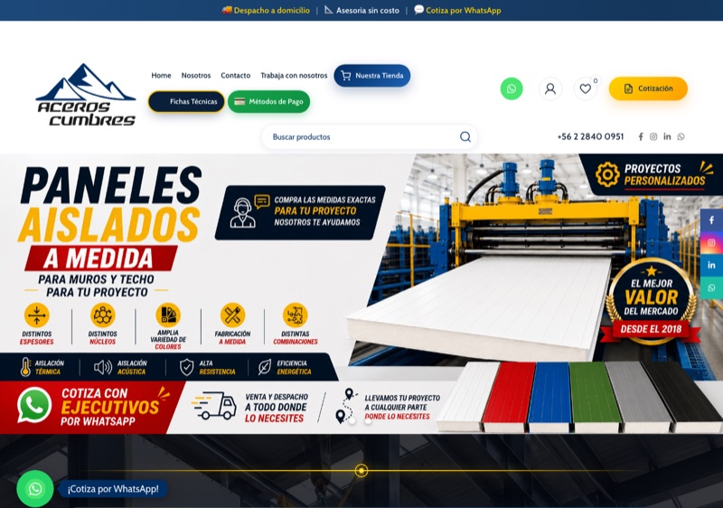 Sitio web de Aceros Cumbres