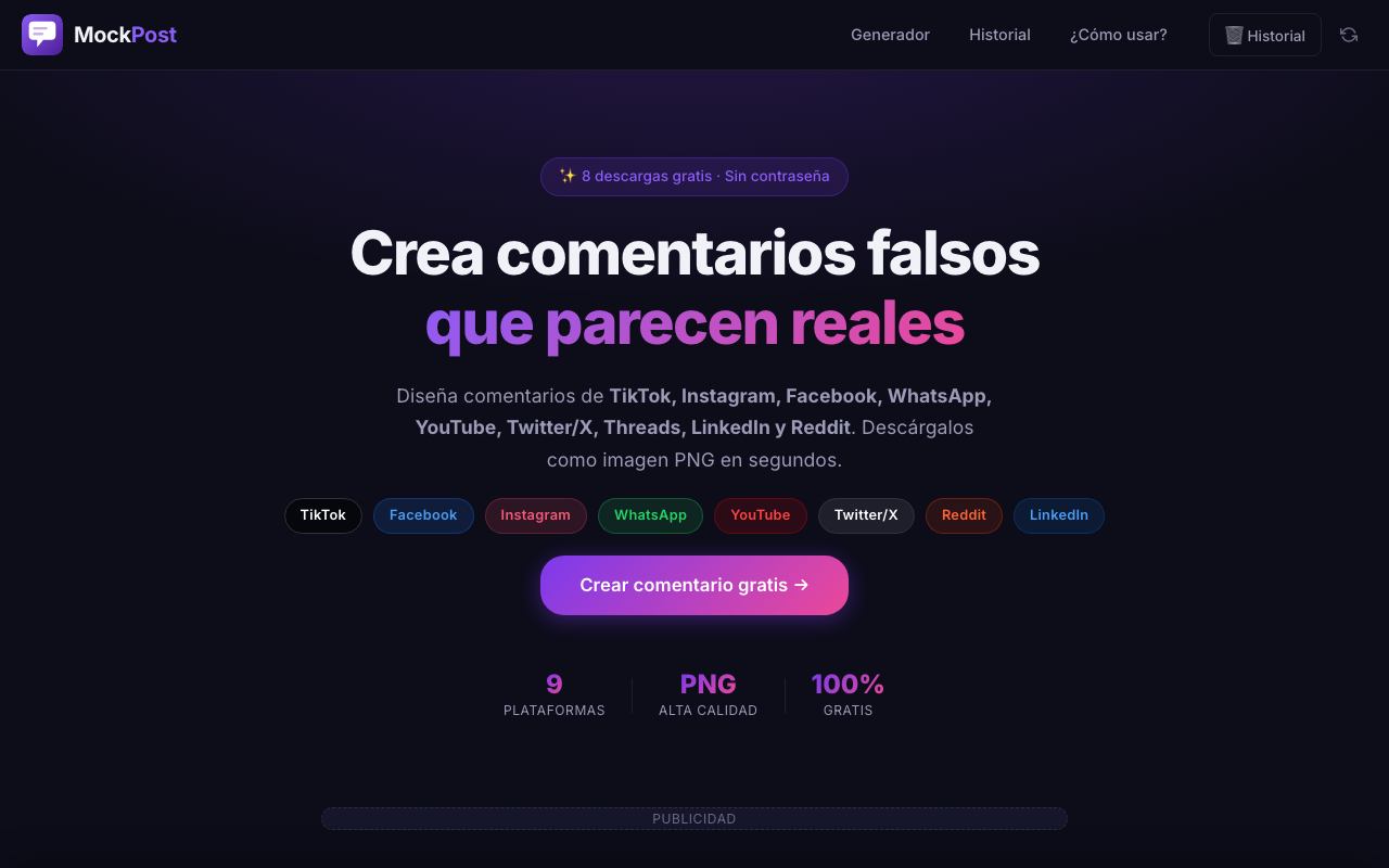 PostMockup - Generador de comentarios falsos
