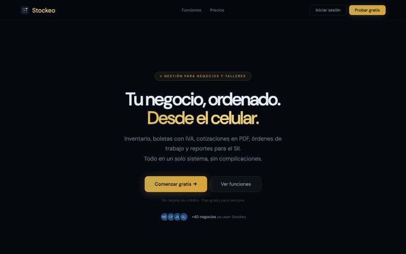 Sitio web de Stockeo